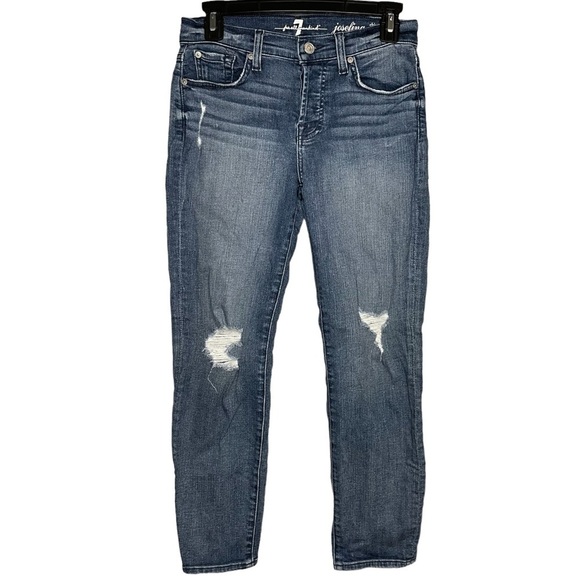 7 For All Mankind Denim - 7FAM jeans josefina skinny boyfriend button fly distressed size 24